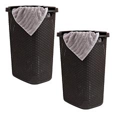 Mind Reader 60 Liter Slim Laundry Hamper Set of 2 Brown