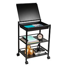 Mind Reader Cart with Covered Compartment Office Organizer Metal