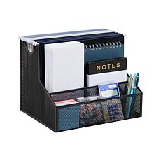 Mind Reader Large Metal File Organizer Storage Basket, Black