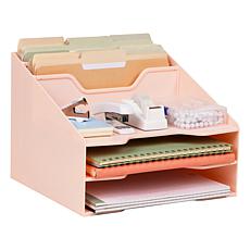 Mind Reader Plastic Desktop Organizer Vertical File Holder Pink