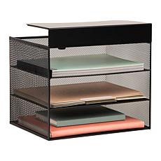 Mind Reader Slide On Under Desk File Organizer Metal Black