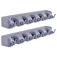 Mop and Broom Holder with Hooks, 5-Position Wall Organizer