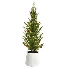 Nearly Natural 20'' Cedar Pine Tree w/ Mini Pines in Decor Planter