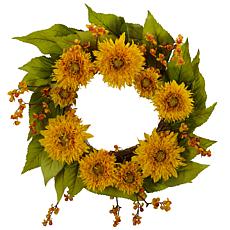 Nearly Natural 22” Golden Sunflower Wreath