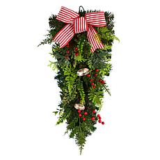 Nearly Natural 26" Holiday Christmas Bells and Bow Artificial Swag