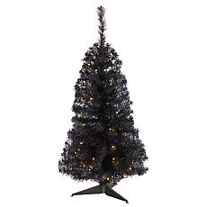 Nearly Natural 3’ Black  Christmas Tree with 50 LED Lights