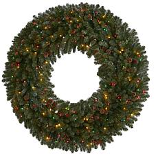 Nearly Natural 5 ft. Giant Flocked Wreath with 280 Multicolor Lights