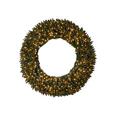 Nearly Natural 5’ Large Flocked  Christmas Wreath with 400 Lights
