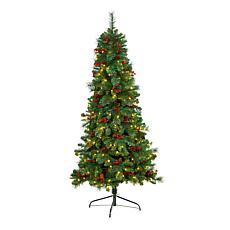 Nearly Natural 6’ Flat Back Mountain Pine  Christmas Tree