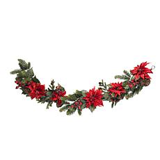 Nearly Natural 60" Poinsettia & Berry Garland