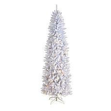 Nearly Natural 8’ Slim White  Christmas Tree with 400 Lights