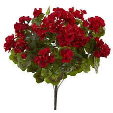 Nearly Natural Geranium Artificial Bush UV Resistant (Set of 3)