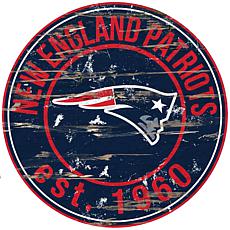 New England Patriots Round Distressed Sign