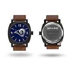 NFL Sparo “Knight” Faux Leather Strap Personalized Watch - Rams