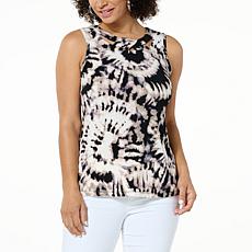 Nina Leonard Float Tank Top with Cutout Detail