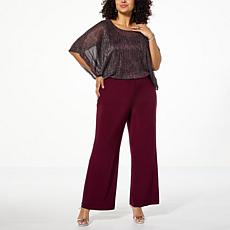 Nina Leonard Jumpsuit with Metallic Overlay