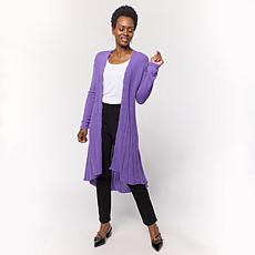Nina Leonard Long Sleeve Rib Knit Cardigan