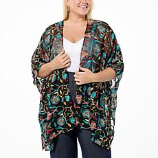 Nina Leonard Novelty Embroidered Kimono