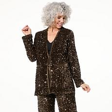 Nina Leonard Sequin Blazer with Pockets