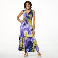 Nina Leonard Sleeveless Empire Waist Tie Dye Dress