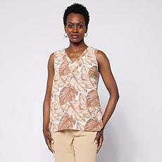 Nina Leonard Sleeveless V-Neck Printed Float Top