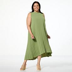 Nina Leonard Textured Wave Hi-Low Midi Dress