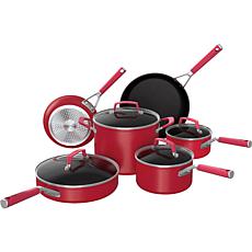Ninja Foodi NeverStick Vivid 10-Piece Non-Stick Cookware Set, Red