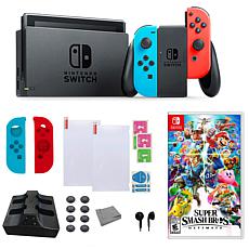 Nintendo Switch Bundle with "Super Smash Bros." Game and Accessories