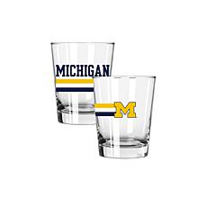 Official College Big Stripes 15 oz. Double Old Fashion 2pk - Michigan