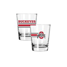 Official College Big Stripes 15oz Double Old Fashion 2pk - Ohio State