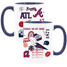 Official MLB 15oz Loco Design Inner Color Mug 2pk - Atlanta Braves