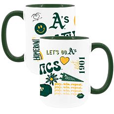 Official MLB 15oz Loco Design Inner Color Mug 2pk - Oakland Athletics