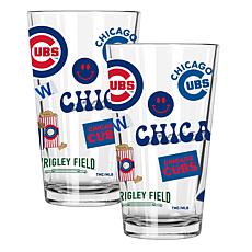 Official MLB 16 oz. Loco Design Pint Glass 2-Pack - Chicago Cubs