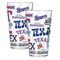 Official MLB 16 oz. Loco Design Pint Glass 2-Pack - Texas Rangers