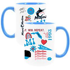 Official MLB 2-Pack 15oz Inner Color Mugs Marlins