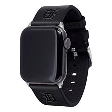 Officially Licensed MLB Apple Watch Black Leather Band 38/40mm-Detroit