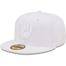 Officially Licensed MLB Men New Era White 59FIFTY Fitted Hat - Brew...