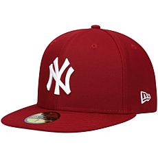 Officially Licensed MLB Men's New Era Maroon Logo Fitted Hat -Yanke...