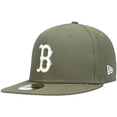 Officially Licensed MLB Men's New Era Olive Logo Fitted Hat - Red Sox 