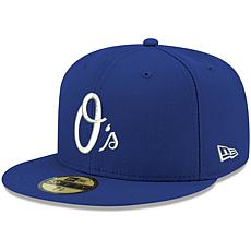 Officially Licensed MLB Men's New Era Royal Logo Fitted Hat - Orioles 