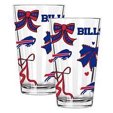 Officially Licensed NFL 16oz Bow Pint Glass 2-pack - Buffalo Bills