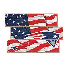 Officially Licensed NFL Flag 3 Plank Wall Sign - New England Patriots