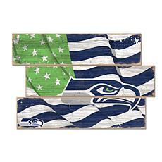 Officially Licensed NFL Flag 3 Plank Wall Sign - Seattle Seahawks