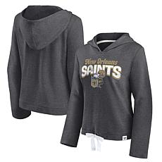 Officially Licensed NFL Women's First Team Cropped Hooded Top, Saints