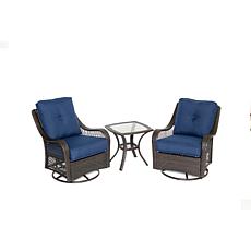 Orleans 3pc Brown Swivel Rocking Chat Set - Navy Blue