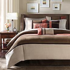 Palisades Micro-Suede 7pc Comforter Set- Cal King/Coral