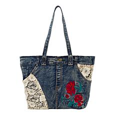 Patricia Nash Ashwell Embroidered Denim Tote