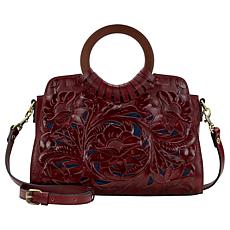 Patricia Nash Lyon Tooled Leather Satchel Crossbody