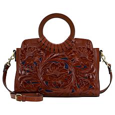 Patricia Nash Lyon Tooled Leather Satchel Crossbody