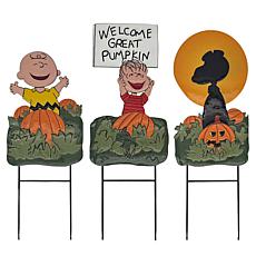 Peanuts Set of 3 Garden Stakes